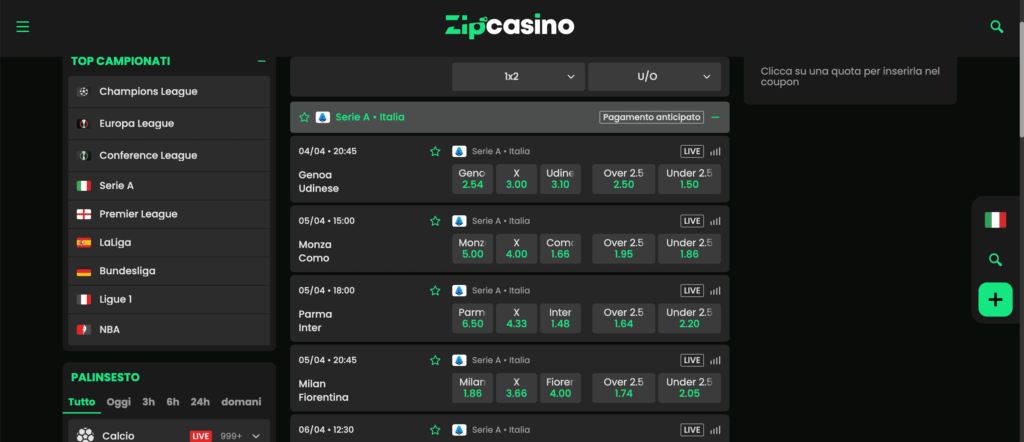 Recensione ZipCasino Scommesse